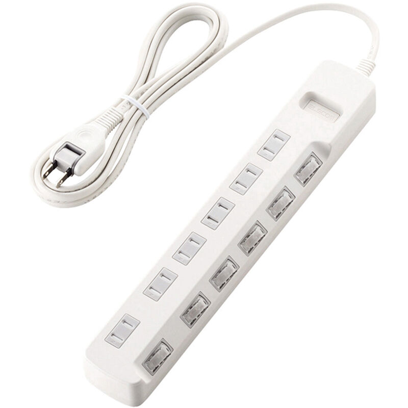 雷ガードタップ/個別スイッチ/ほこり防止シャッター付/6個口/2.5m/ホワイト T-K6A-2625WH