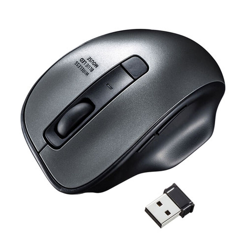 ワイヤレスブルーLEDマウス（ガンメタ） MA-WBL134GM