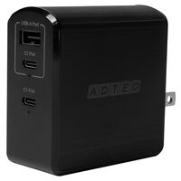 Power Delivery対応 GaN AC充電器/105W/USB Type-A 1ポート Type-C 2ポート/ブラック APD-A105AC2-BK