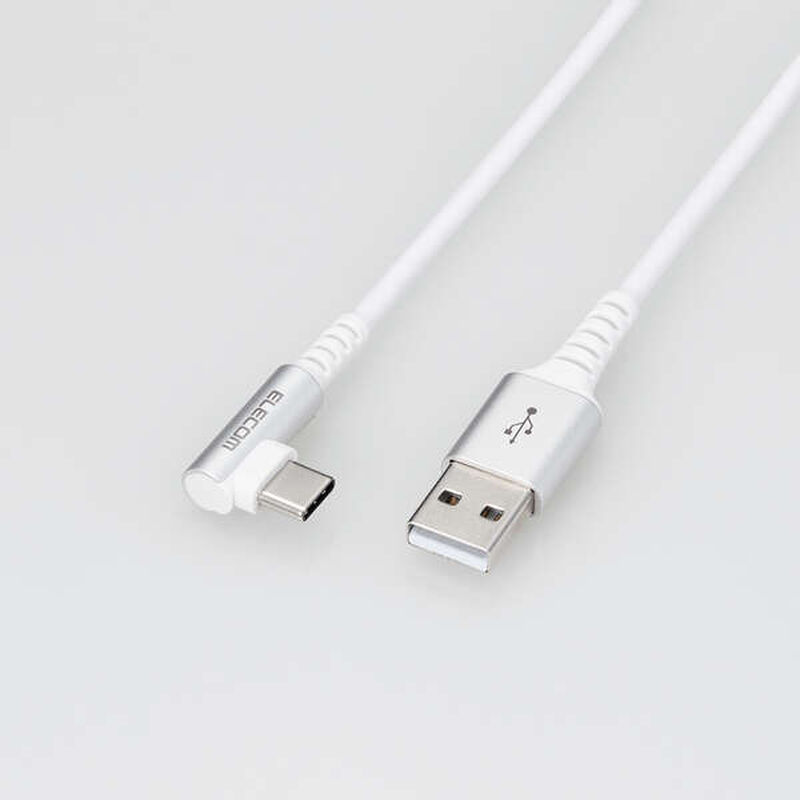 USB Type-Cケーブル/スマホ用/USB(A-C)/認証品/L字コネクタ/抗菌・抗ウイルス/2.0m/ホワイト MPA-ACL20NWH2