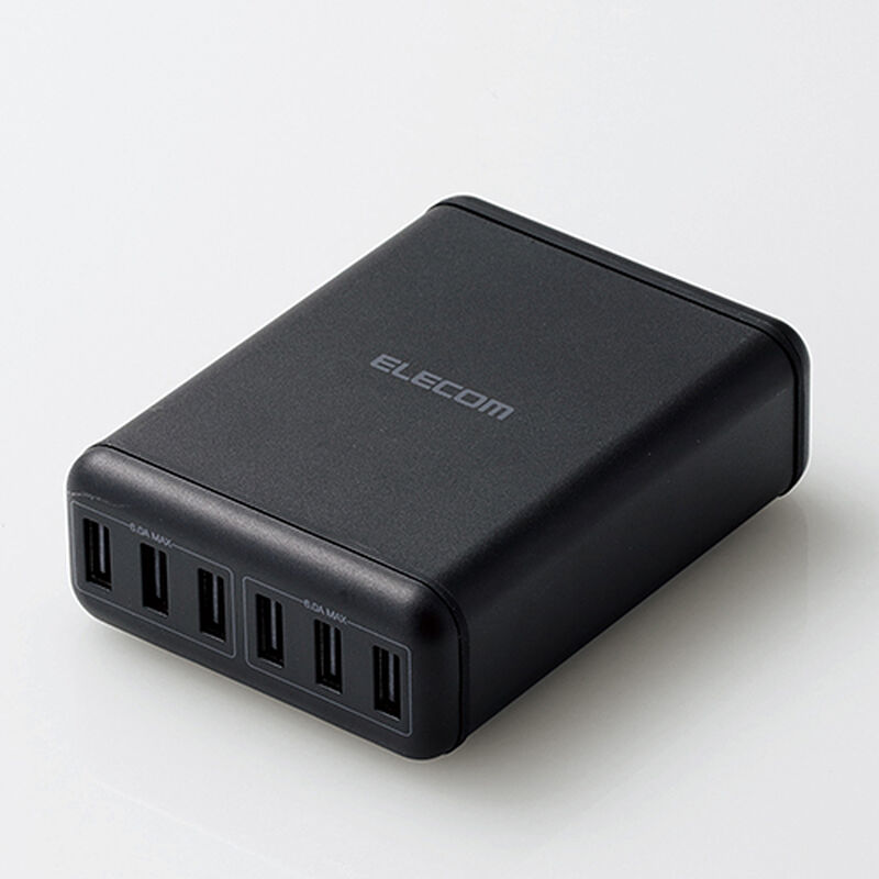 スマートフォン・タブレット用AC充電器/USB-A6ポート(おまかせ充電)/電源ケーブル1.5m/ブラック MPA-ACD03BK
