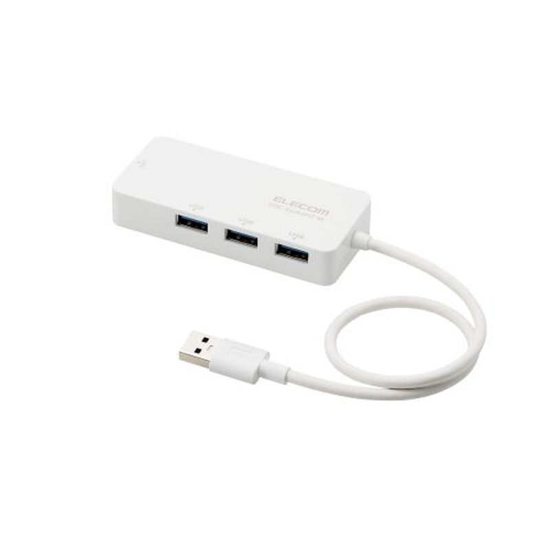 有線LANアダプタ/Giga対応/USB3.0/Type-A/USBハブ付/ホワイト EDC-GUA3H2-W