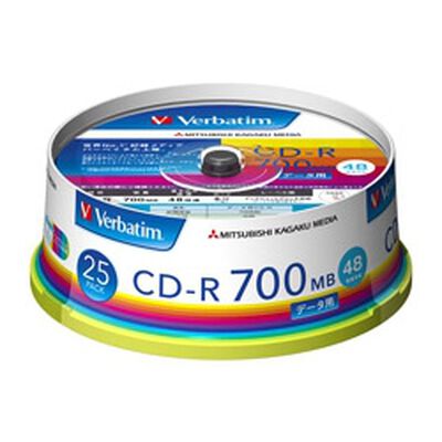 CD-R 700MB PCデータ用 48倍速対応 25枚スピンドルケース入り ワイド印刷可能 SR80FP25V1