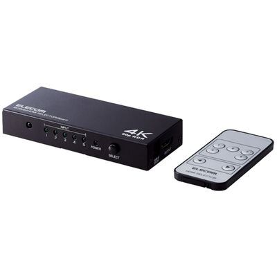 HDMI切替器/4K60P対応/5ポート/5入力1出力/専用リモコン付/ブラック DH-SW4KP51BK