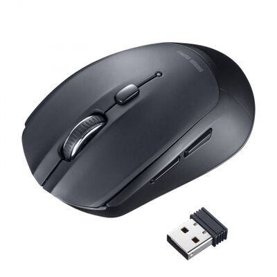 ワイヤレスブルーLEDマウス(5ボタン・ブラック) MA-WB509BK