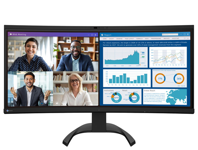 液晶ディスプレイ 34.1型/3440×1440/HDMI×2、DisplayPort、USB Type-C/ブラック/スピーカー：あり EV3450XC-BK