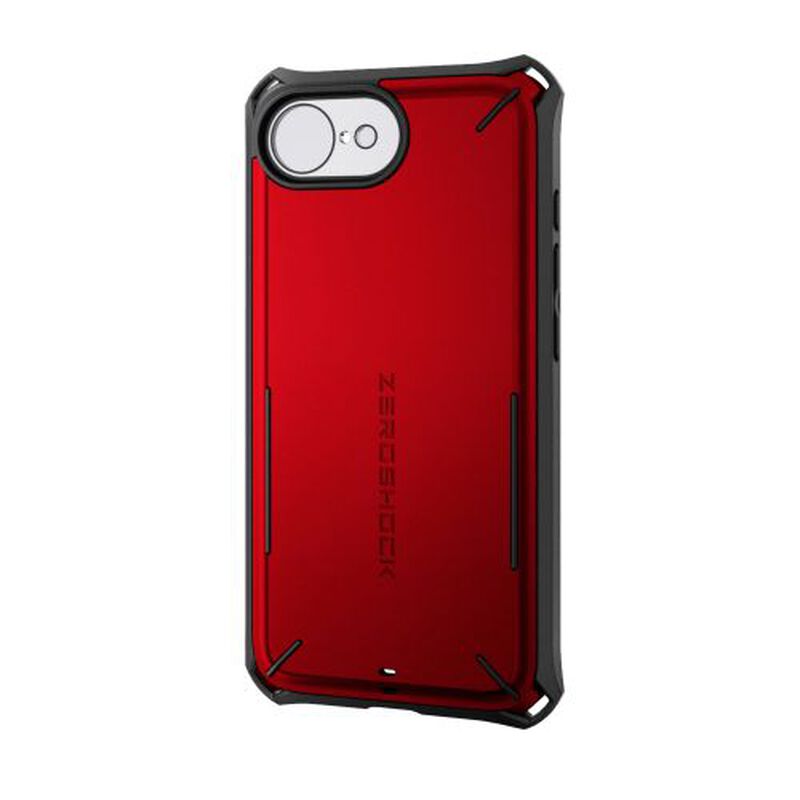 iPhone 16e/ハイブリッドケース/ZEROSHOCK/Solid Plus/レッド PM-A25SZEROSPRD