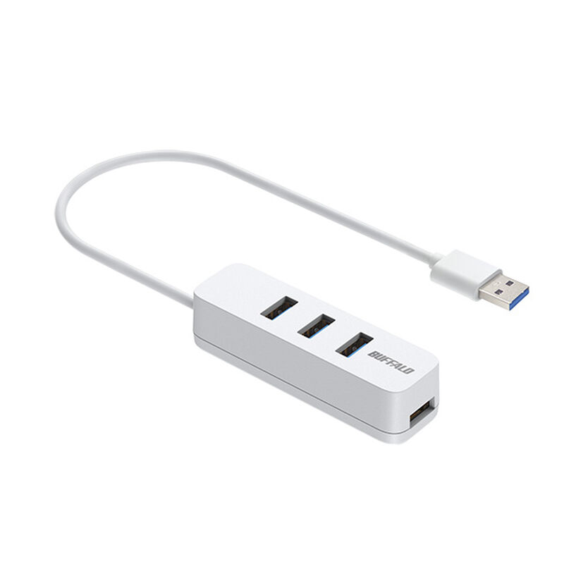 USB-A 3.2 Gen1 バスパワー上挿しハブ 磁石付 ホワイト BSH4U320U3WH