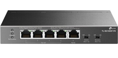 5ポート ギガビットデスクトップPoE+スイッチ（PoE++ In 1ポート&PoE+Out 4ポート搭載） TL-SG1005P-PD(UN)