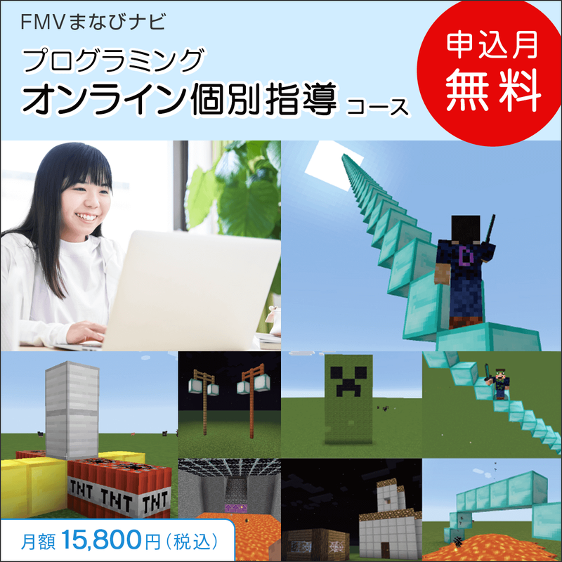 FMVまなびナビ「プログラミング・オンライン個別指導コース」（申込月無料）〔月額15,800円(税込)〕