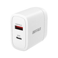 PD30W対応AC充電器 USB-C×1/A×1 2ポート ホワイト BSACPD3000C2WH