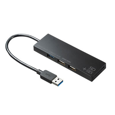 USB3.1+2.0コンボハブ カードリーダー付き（ブラック） USB-3HC316BKN