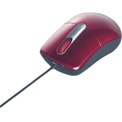 有線光学式マウス 静音/3ボタン Mサイズ レッド BSMOU27SMRD