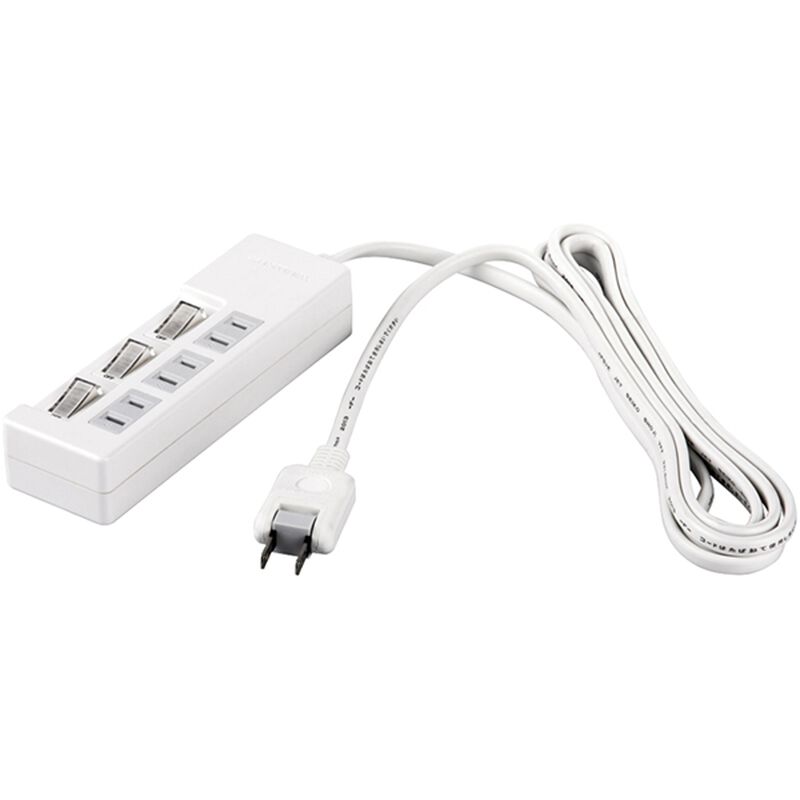 2ピン式電源タップ 3個口タイプ 雷サージ防止/個別スイッチ付 1m ホワイト BSTAPSW2310WH