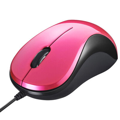 有線 BlueLED光学式マウス 静音/3ボタン ピンク BSMBU100PK