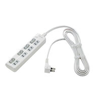 LEDランプスイッチ付タップ 4個口 2m 上差し ホワイト WLS-LU42EB(W)