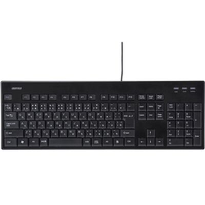 USB接続 有線スタンダードキーボード 丸洗い対応モデル ブラック・BSKBU12BK
