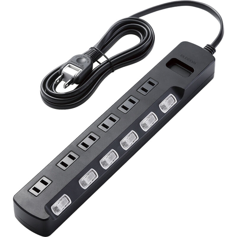 AV雷ガードタップ/個別スイッチ/ホコリシャッター付/6個口/2.5m/ブラック AVT-K6A-2625BK