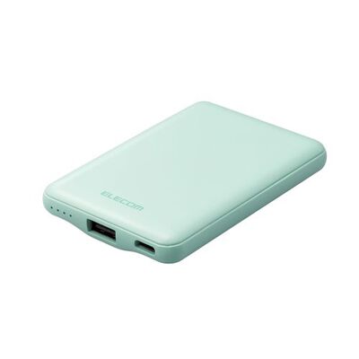 モバイルバッテリー/おまかせ充電/12W対応/USB-A出力1ポート/Type-C入力5000mAh/グリーン DE-C37-5000GN
