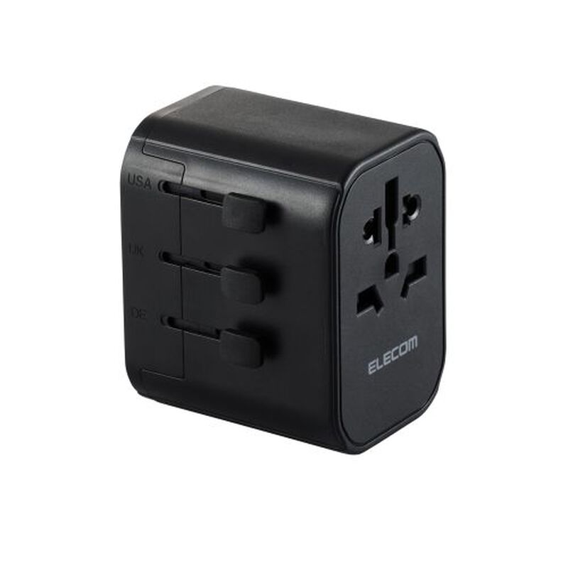 海外用マルチ変換アダプタ/AタイプBFタイプOタイプSEタイプ/出力15W/USB-C×1/USB-A×2/ブラック T-HPAM-15A2CBK
