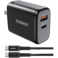 Power Delivery対応 GaN AC充電器/65W/USB Type-A 1ポート/Type-C 1ポート/ブラック & Type-C to Cケーブルセット APD-V065AC-wC20U2-BK
