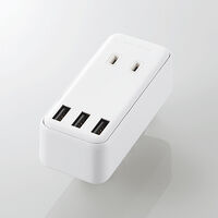 モバイルUSBタップ/USBメス×3/AC×2/直挿し/ケーブル無/2.4A/ホワイト MOT-U08-23WH