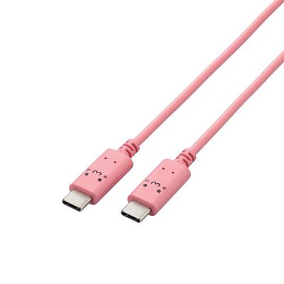 USB Type-C to USB Type-Cケーブル/USB PD対応/顔つきタイプ/1.0m/トキメキ(ピンク&times;ブラック) MPA-CCF10PNF