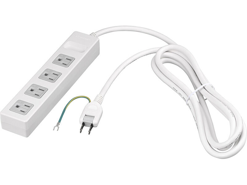 3ピン式電源タップ マグネット＆2重構造 4個口/5m ホワイト BTWMTJ3450WH