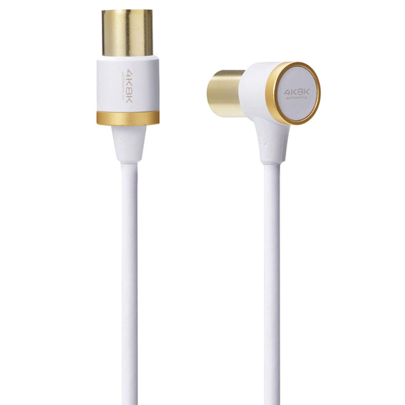 アンテナケーブル/4K8K対応/L-S型/2.0m/ホワイト DH-ATLS48K20WH