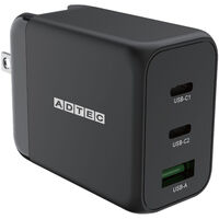 Power Delivery対応 GaN AC充電器/65W/USB Type-A 1ポート Type-C 2ポート/ブラック APD-V065AC2-BK