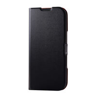 iPhone 16用レザーケース/手帳型/UltraSlim/薄型/磁石付き/ブラック PM-A24APLFUBK