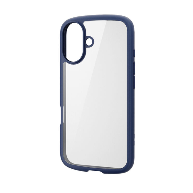 iPhone 16用ハイブリッドケース/TOUGH SLIM LITE/フレームカラー/背面クリア/ストラップシート付属/ネイビー PM-A24ATSLFCNV