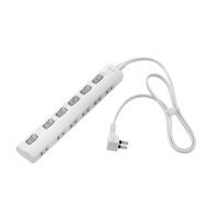 LEDランプスイッチ付タップ 6個口 1m 横差し ホワイト WLS-LY61EB(W)