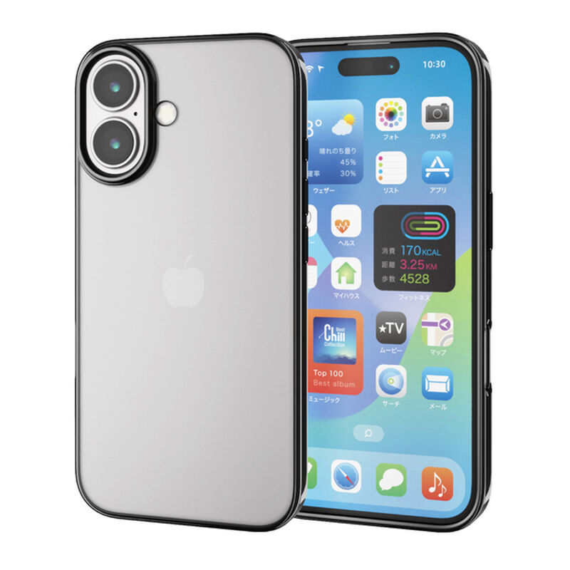 iPhone 16用ソフトケース/サイドメッキ/メタリックブラック PM-A24AUCTMBK