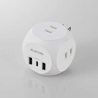 USBタップ/球体型/USB-C×1+USB-A×2/20W/AC×3/スイングプラグ/ホワイト MOT-U14-33WH