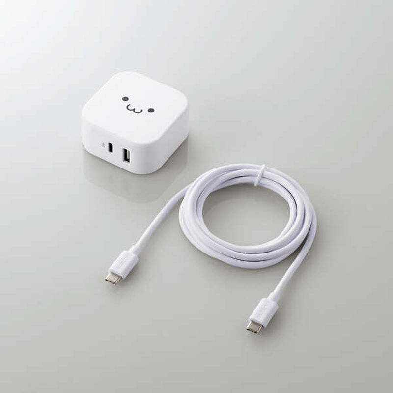 AC充電器/スマホ・タブレット用/USB Power Delivery準拠/20W+12W/USB-C1ポート/USB-A1ポート/ケーブル同梱/1.5m/ホワイトフェイス MPA-ACCP21WF