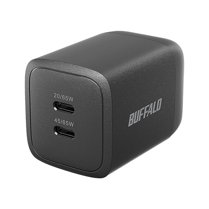 PD65W対応AC充電器 USB-C×2ポート ブラック BSACPD6500C2BK