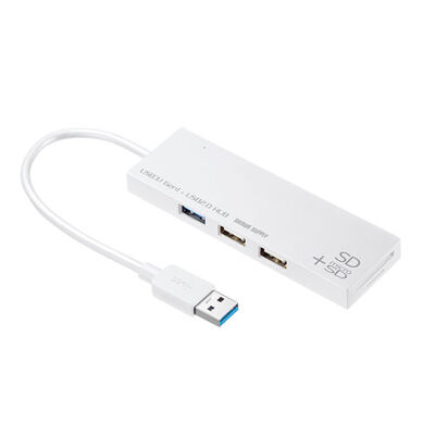 USB3.1+2.0コンボハブ カードリーダー付き（ホワイト） USB-3HC316WN