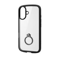 iPhone 16用ハイブリッドケース/TOUGH SLIM LITE/フレームカラー/背面クリア/リング付き/ストラップシート付属/ブラック PM-A24ATSLFCRBK