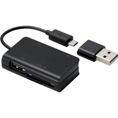 メモリリーダライタ/スマホ・タブレット用/microBケーブル/SD+microSD+USB Aメス/ブラック MRS-MBH10BK