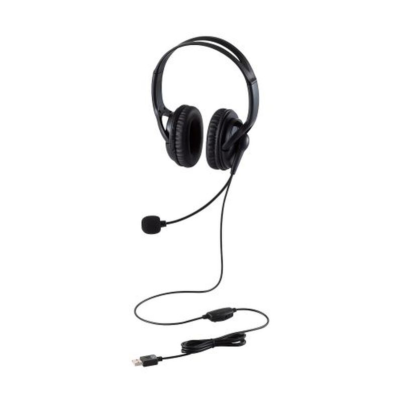 有線ヘッドセット/両耳オーバーヘッド/大型/USB-A/1.8m/ブラック HS-HP02SUBK