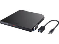 USB3.2(Gen1)対応 ポータブルDVDドライブ 書込ソフト添付 ブラック DVSM-PTCV8U3-BKB