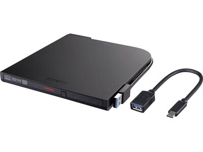 USB3.2(Gen1)対応 ポータブルDVDドライブ 書込ソフト添付 ブラック DVSM-PTCV8U3-BKB