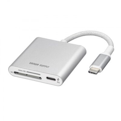 USB PD充電対応 Type-Cカードリーダー ADR-5TCSDPW