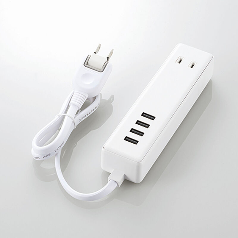 モバイルUSBタップ/USBメス×4/AC×2/ケーブル60cm/3.4A/ホワイト MOT-U11-2406WH