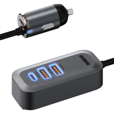 Power Delivery対応 シガーソケットタイプ/100W/USB Type-A 2ポート / C 2ポート/ブラック ACPD-V100A2C2