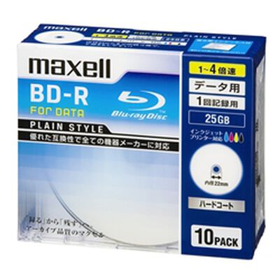 4倍速対応データ用BD-R25GB PLシリーズ10枚1枚ずつ5mmプラケースプリント対応ホワイト・BR25PPLWPB.10S