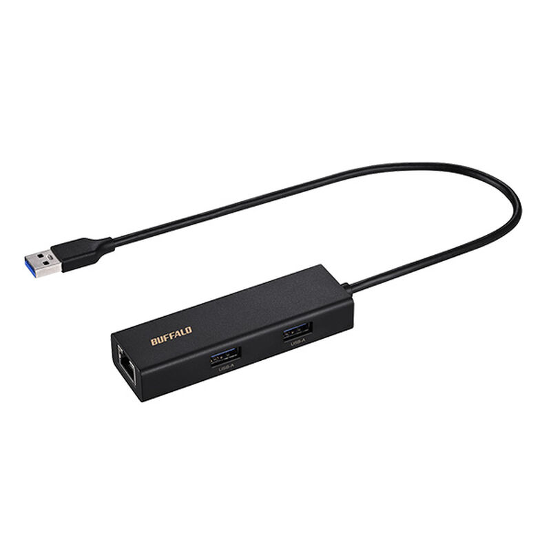 Giga対応 USB-A LANアダプター ハブ付 ブラック LUD-U3-AU101BK