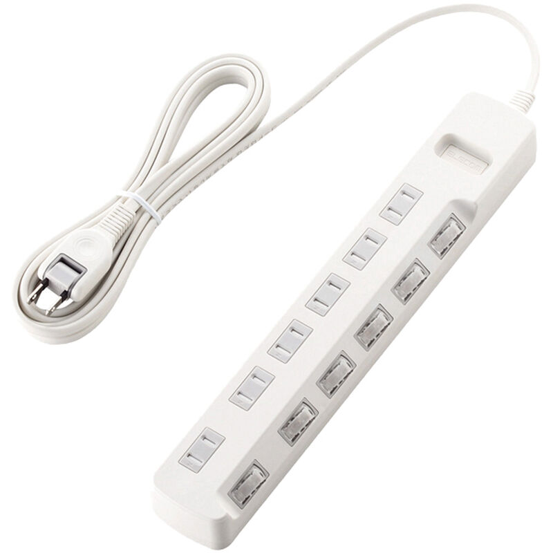 省エネタップ/個別スイッチ/ほこり防止シャッター付/6個口/3.0m/ホワイト T-E6A-2630WH