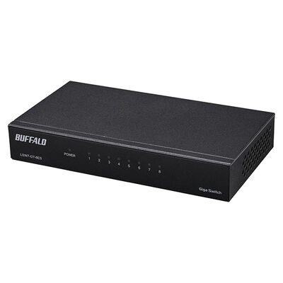 Giga 8ポート スイッチングハブ 電源外付け 金属筐体 マグネット付属 ブラック LSW7-GT-8ES/BK